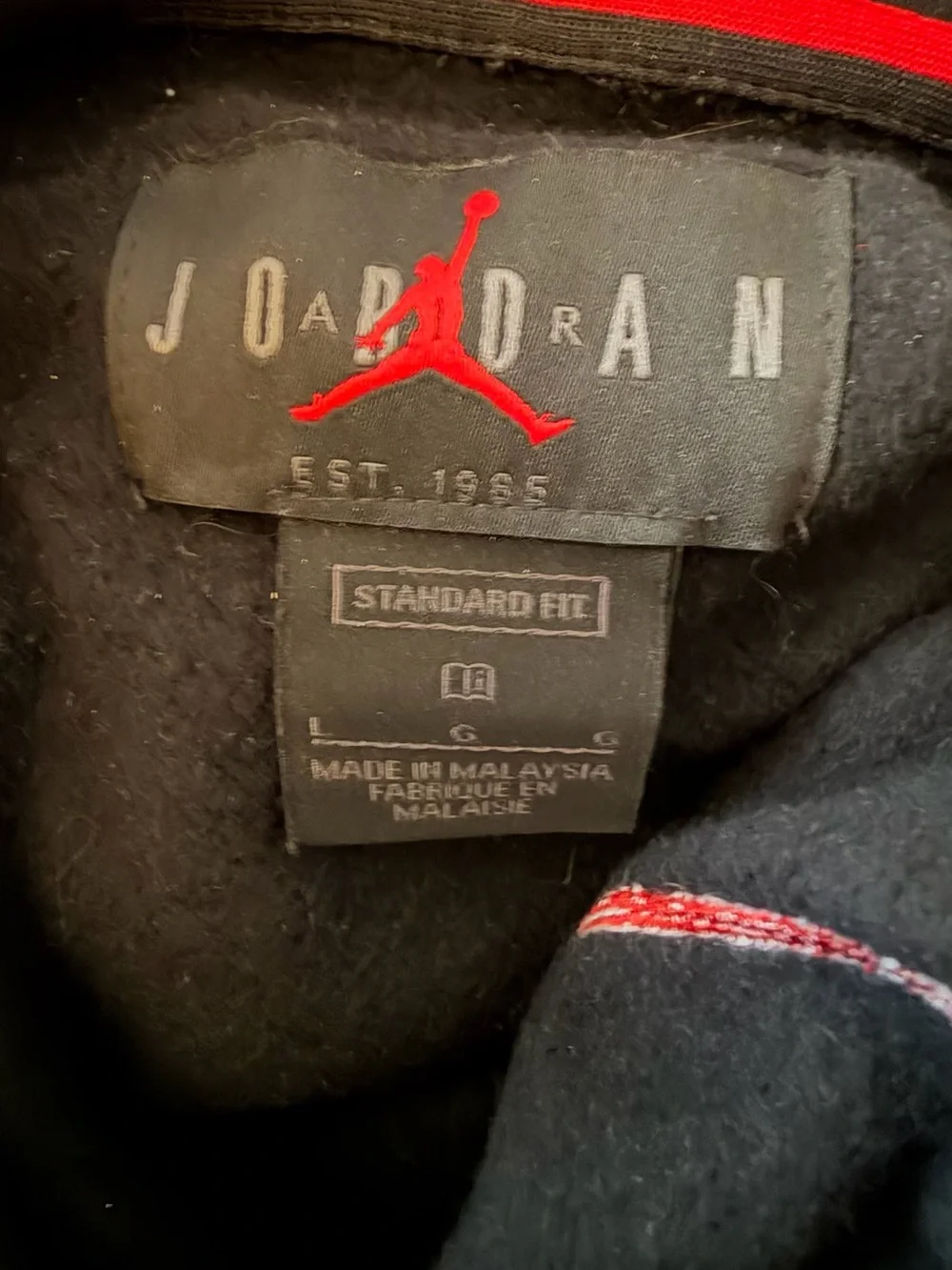 Jordan Black Hoodie with Sneaker Graphic. Retro style like new. Size L
